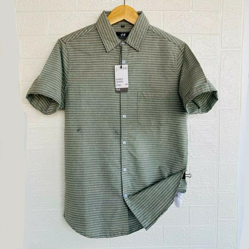 Kemeja Pria Lengan Pendek Salur Stripe | Kemeja Salur Slimfit Oxford Premium Casual | Kemeja Salur Pria 3