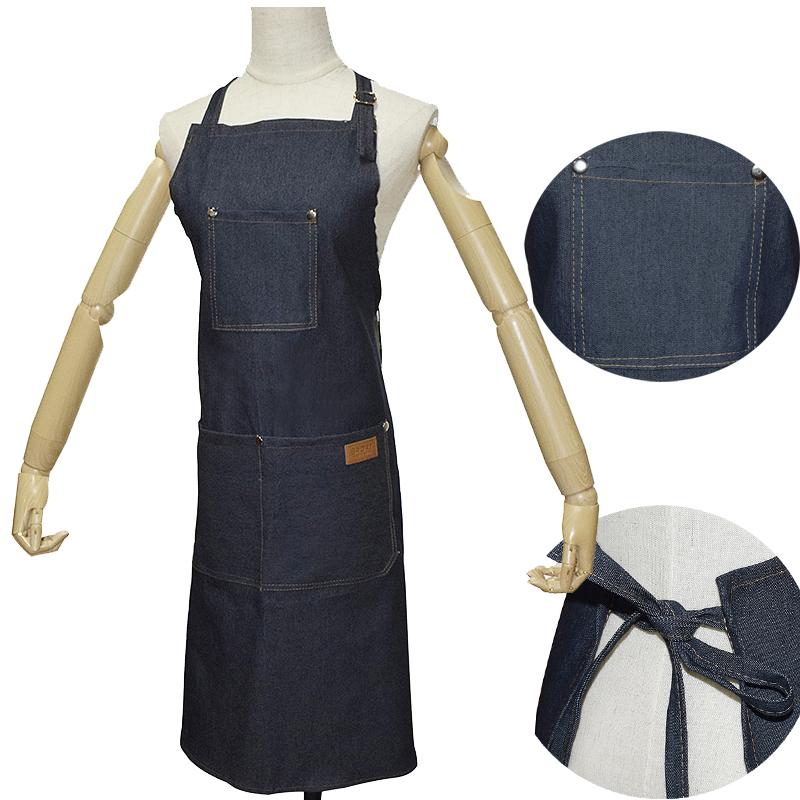 Tạp dề làm tóc Denim, dây đeo cổ và eo có thể điều chỉnh, có túi chống tĩnh điện, có thể gập lại, chống mài mòn, thích hợp cho tiệm làm tóc, khăn choàng, vải 0