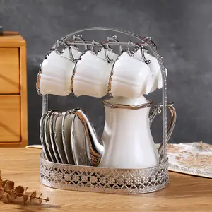 Set Teko Cangkir Keramik Kopi 1 Teapot 6 Cup European Style - KFB45