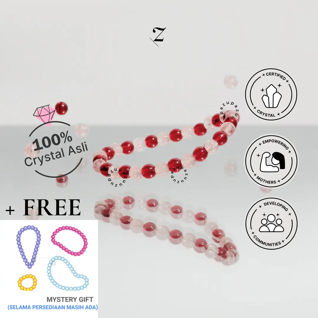 Zupazupazuu Candy Crystal Mix Bracelet II - Gelang Kristal Batu Alam Amethyst Rose Quartz Citrine Wanita  [Free Gift Kristal Gelang/Kalung/Cincin Random]
