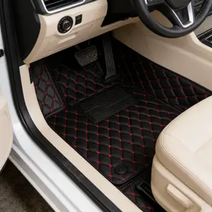 [Cworld] Universal Car Mats Leather 5pcs-Karpet Mobil Promate Universal KulitWaterproof Premium - Orange Bisa COD Dromataid