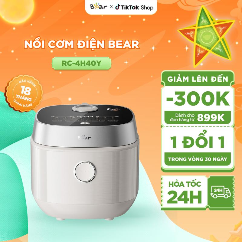 Nồi cơm điện 1,5L Bear RC-4H40Y | 800W - Ceramic Pro 9H - 8 chế độ nấu tùy chỉnh - Van giữ áp suất độc quyền