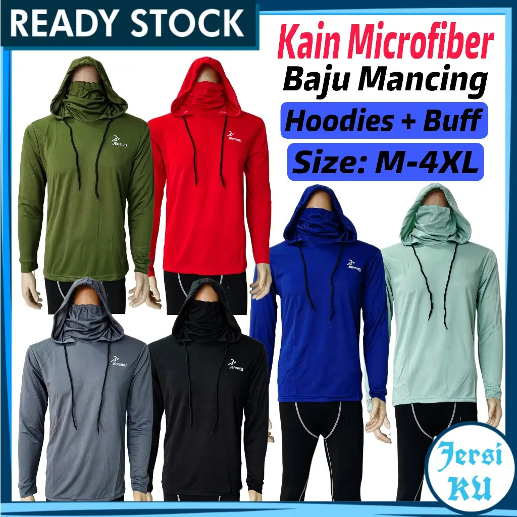 JERSIKU Microfiber Fishing Long Sleeve Jersey Baju Mancing Lengan Panjang Baju Pancing Tangan Panjng