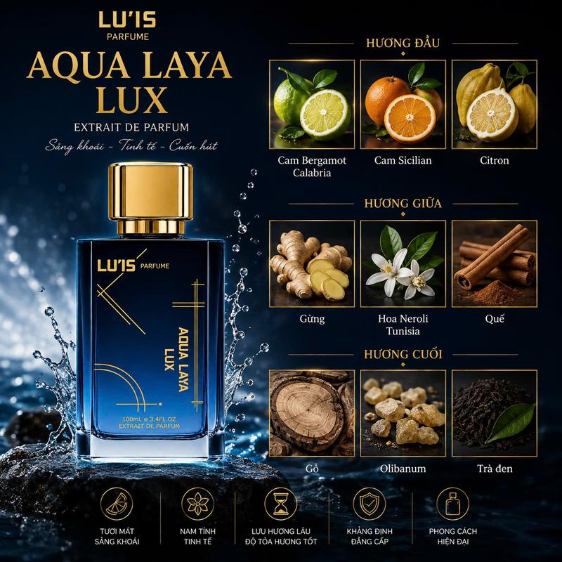 AQUA LAYA LUX- Nước Hoa Unisex LUIS LU'IS PARFUME AQUA LAYA LUX Xịt Thơm