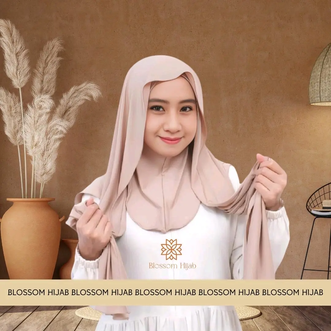 BLOSSOM HIJAB • PASHMINA INSTAN OVAL JERSEY INNER MENUTUP LEHER