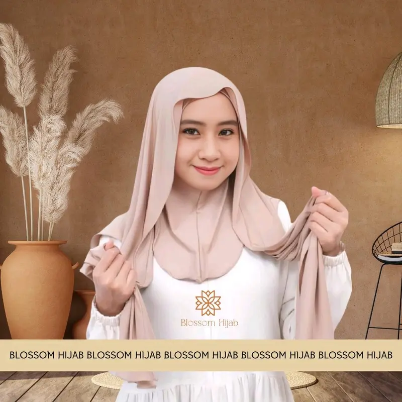 BLOSSOM HIJAB • PASHMINA INSTAN OVAL JERSEY INNER MENUTUP LEHER 0