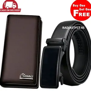 FREE DOMPET Gesper Kulit kasual fashion pria kerja sabuk otomatis hitam Import ikat pinggang mewah dewasa