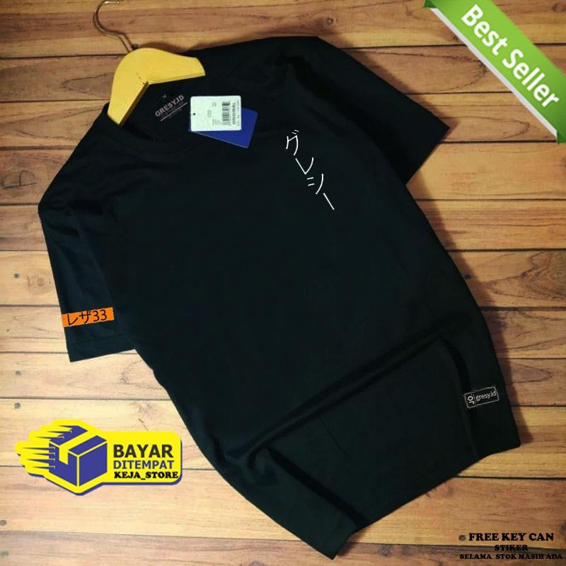 GRESY ID - Kaos distro Pria Katun combad 30s Baju Kaos Pria Dewasa Lengan Pendek Terbaru Atasan Cowok kekinian Keren Kain Combed Sablon Karet hitam 0