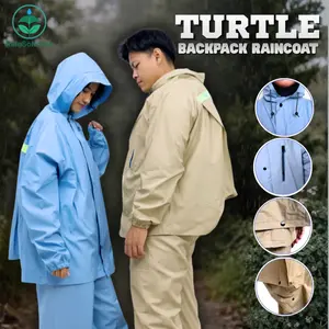 Jas Hujan Turtle Backpack Setelan Jas Dewasa Pria Wanita Unisex