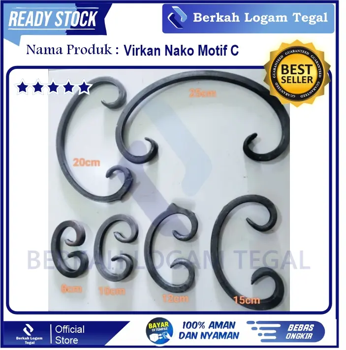 Virkan/nako motif C aksesoris/ornamen pagar klasik besi