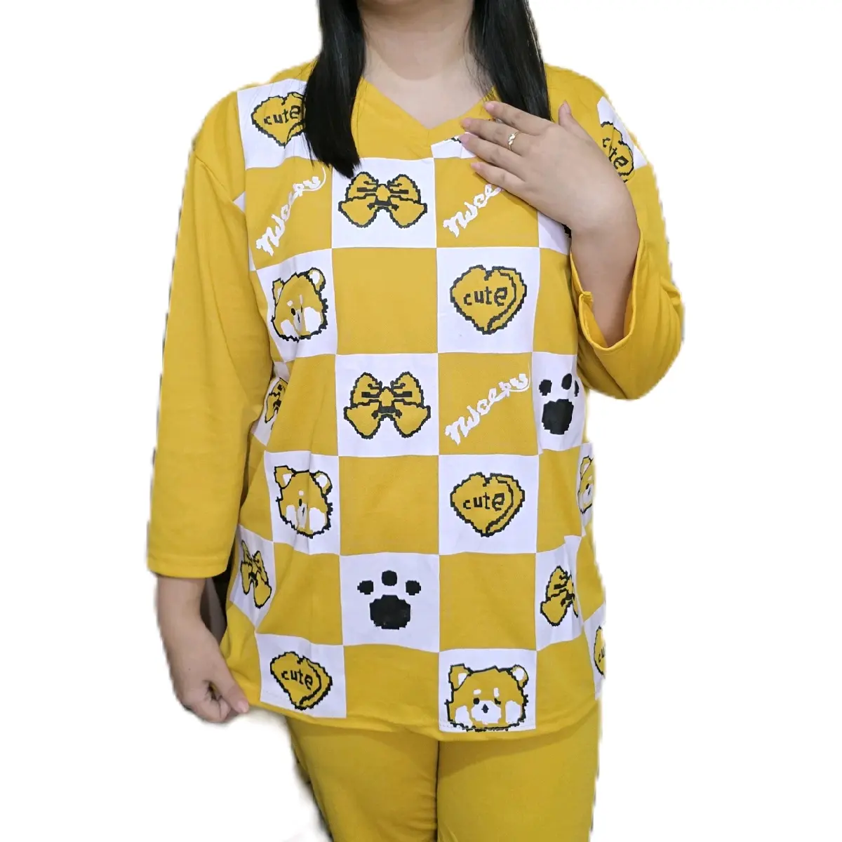 SETELAN FULL PRINT GAMBAR CUTE CAT Model Pinguin Kekinian