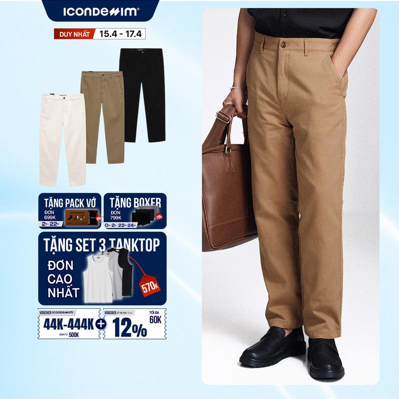 Quần Kaki Nam ICONDENIM Straight Fit Classic QKID0026