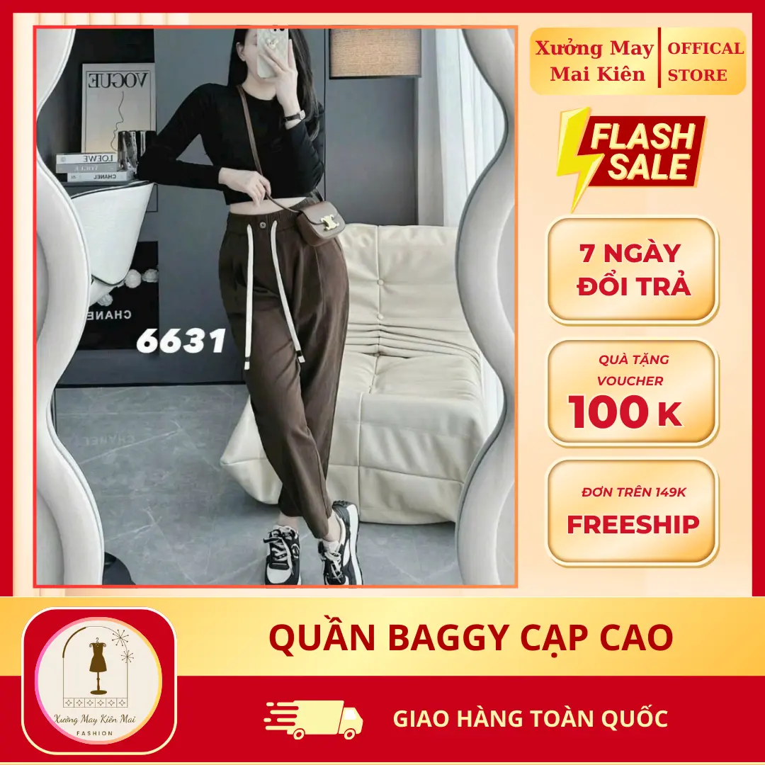 Quần baggy nỉ lông nhung ép mịn cạp chun kèm dây rút đủ full size