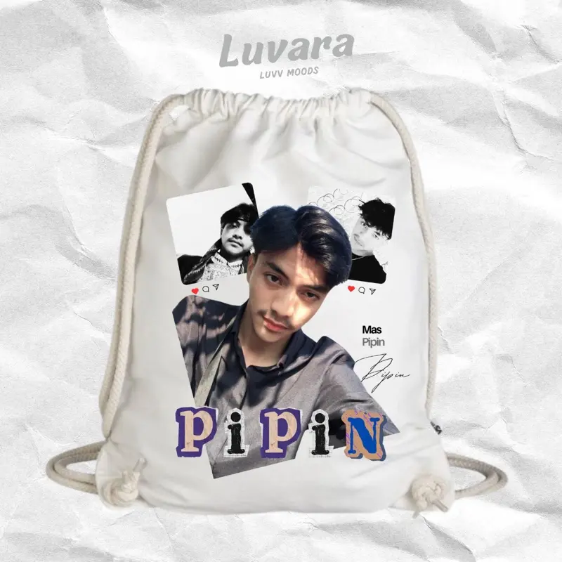 Tas serut WHITE Masboy Isal Andika bonus PHOTOCARDS bahan Canvas Twill 30x40cm warna tidak luntur 5