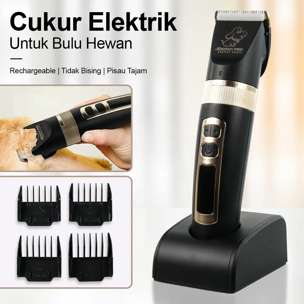 Alat Cukur Elektrik Bulu Hewan Anjing Kucing Pet Grooming Rechargeable BaoRun PRO P9