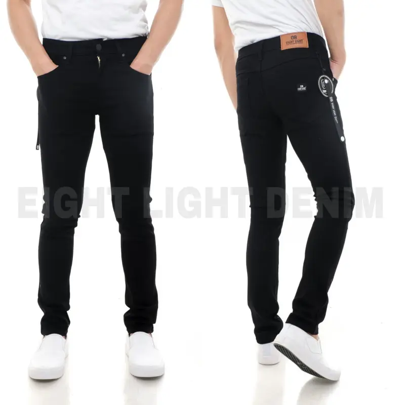 Foto EIGHT LIGHT DENIM TERLARIS Celana Jeans Pria Panjang Hitam Naomi Premium 100% Slim Fit Stretch Melar Terbaru celana panjangthumb3