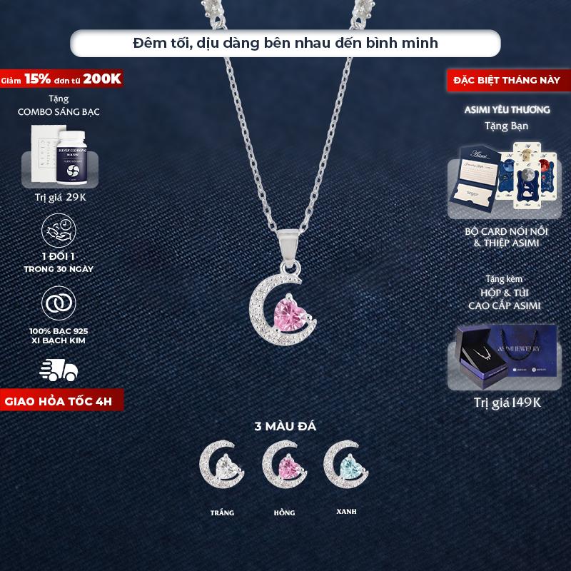 Dây chuyền bạc ý Moon Half Asimi, dây chuyền bạc Ý S925 mảnh mai tinh tế Half Light DC80