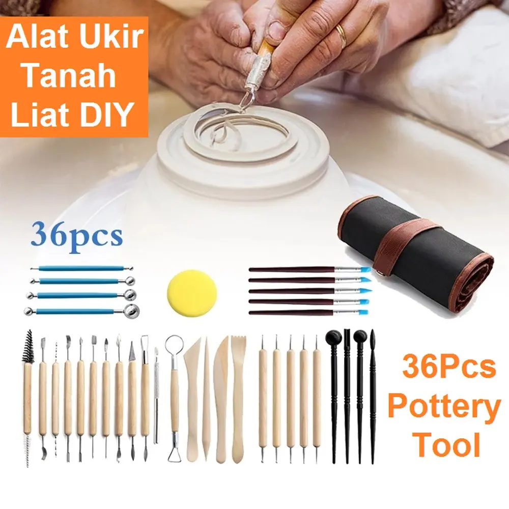 Alat Ukir Tanah Liat DIY 36PCS Clay Sculpting Tools Set Paket 36 pcs Pottery Crafting Tools Modelling  untuk Seni Kerajinan dengan Presisi Tinggi