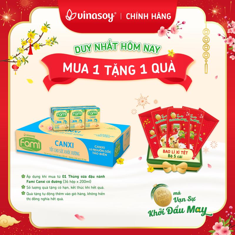 Thùng sữa đậu nành Fami Canxi có đường 36 hộp x 200ml