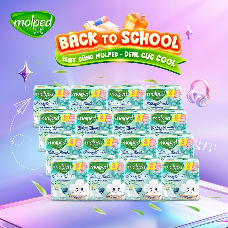 Combo 16 Gói Băng Vệ Sinh Molped Thiên Nhiên Các Loại, Bông Organic An Toàn Từ Thiên Nhiên