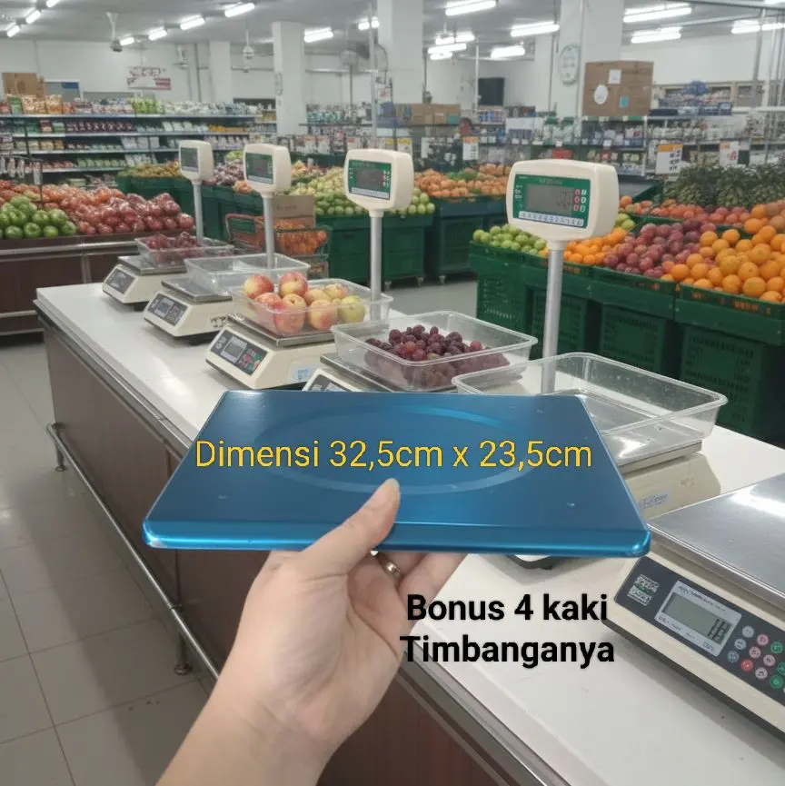 Papan Timbangan Digital Tray Dimensi 32,5cm x 23,5cm Bonus 4 Kaki Timbangannya untuk Supermarket dan Toko