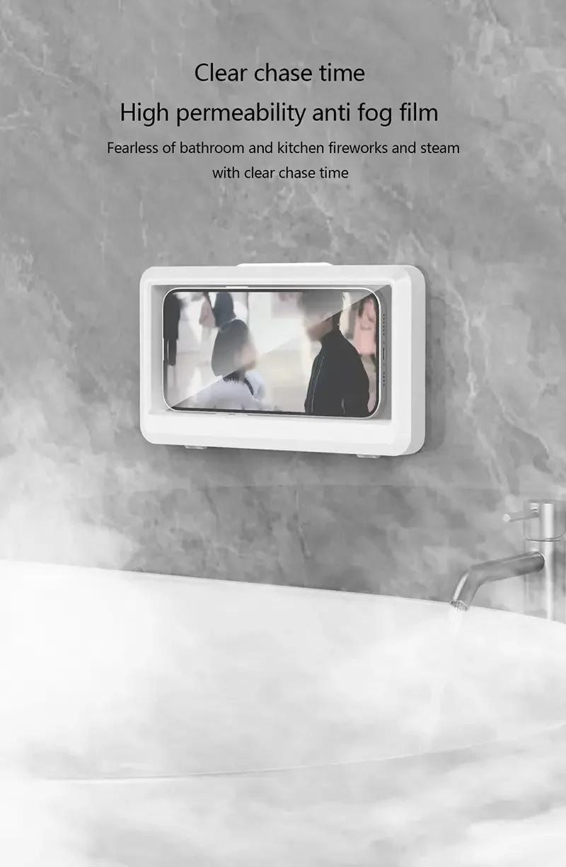 Product Introduction of Waterproof Bathroom Wall-Mounted Mobile Phone Holder with Touch Screen Protective Cover for Kitchen Sealed Storage 6