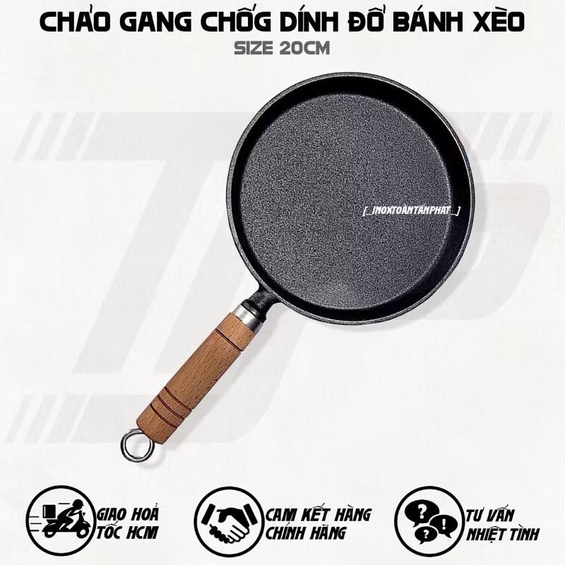 Dùng Mọi Loại Bếp Chảo Gang Làm Bánh Chống Dính Chảo Gang Bánh Xèo Chảo Rán Chống Dính Size 20cm Dùng Được Bếp Từ