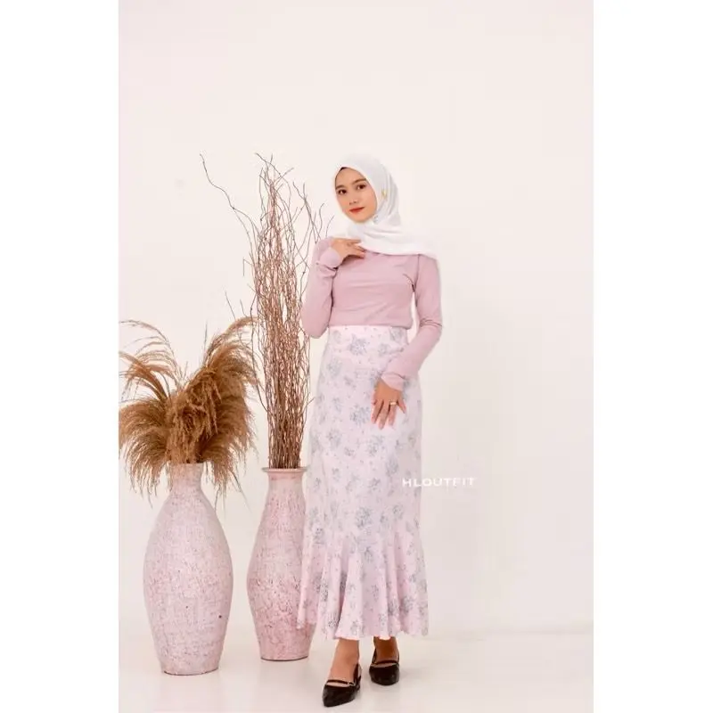 HL Flowers Skirt Cringkle-Rok Korean Style Realpict Rok Bunga Panjang 2
