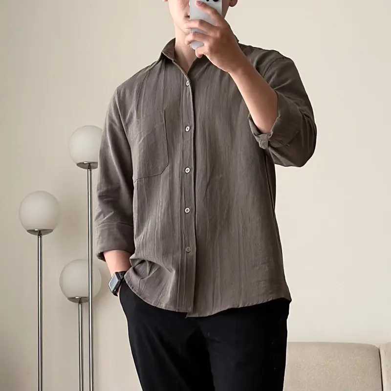 kemeja pria. kemeja linen lengan panjang kemeja linen premium kemeja pria linen kemeja pria lengan panjang 0