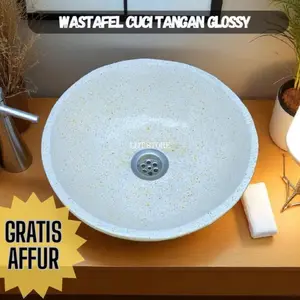 wastafel minimalis model bulat (GRATIS PACKING KAYU)