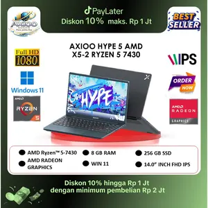 AXIOO HYPE 5 AMD X5-2 | RYZEN 5 7430 | 8GB/16GB | 256GB | W11 | 14.0FHD IPS BLIT | GRY