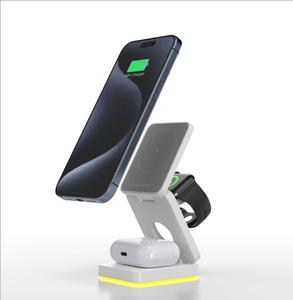 Dok Pengecasan Magnetik Tanpa Wayar, CE, Sesuai untuk Fon Telinga Mudah Alih, Jam Tangan, dan Telefon, Semua-dalam-Satu, Boleh Dilipat, Pengecasan Pantas Tanpa Wayar Magnetik Phone kabel charger 1