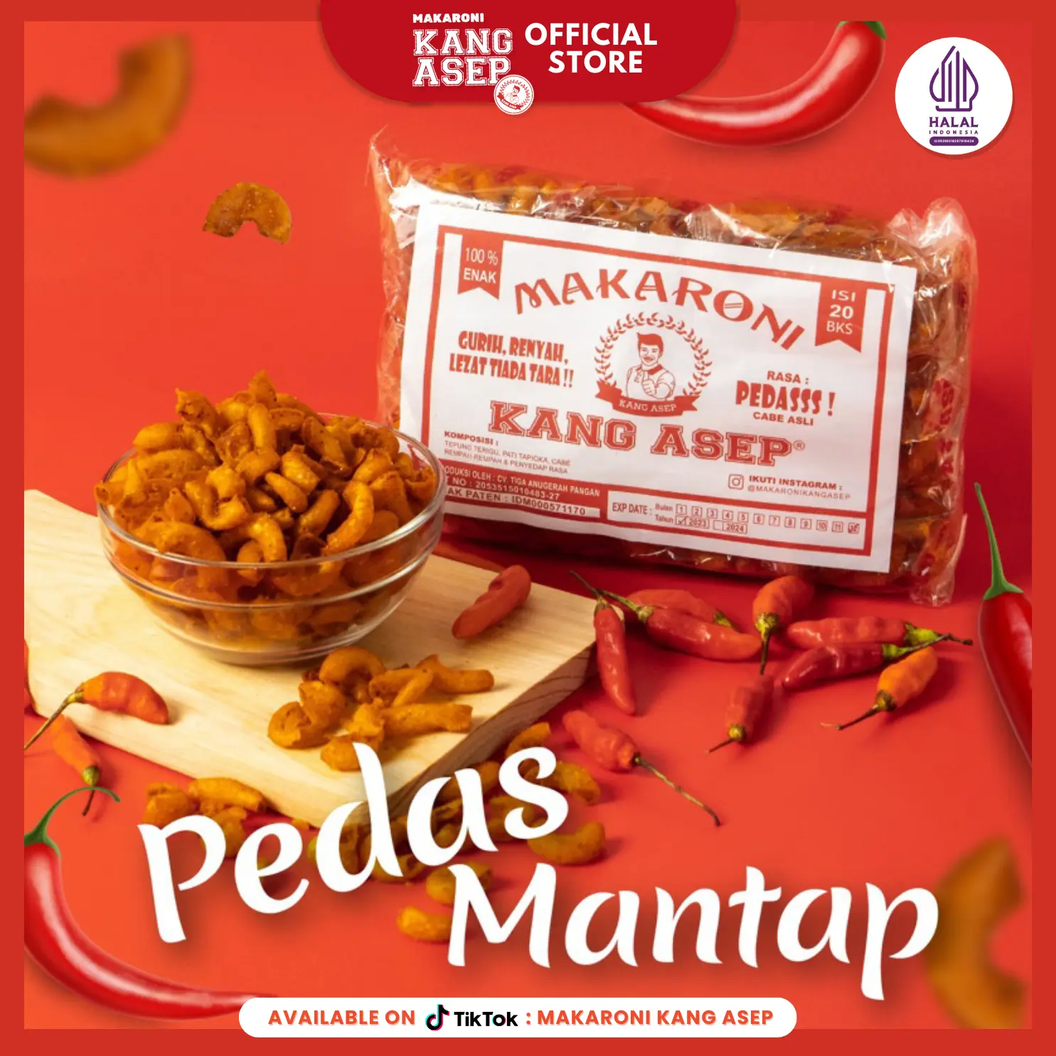 Makaroni Kang Asep Rasa Pedas isi 20 pcs