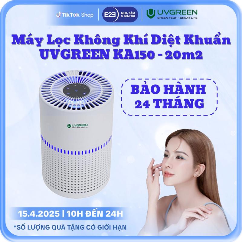 [DLA] Máy Lọc Không Khí Diệt Khuẩn UVGREEN KA150 15m2 - Công Nghệ UVC LED Hiện Đại, Air Purifier Làm Sạch Không Khí, Bộ Lọc HEPA H13 Lọc Sạch Bụi Mịn, Mùi Hôi, Khói, Lông Tóc - Bảo hành chính hãng lên đến 24 tháng