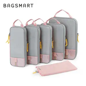 BAGSMART Kubes Pengepakan Kompresi untuk Koper, 6 Set Organisator Perjalanan untuk Perlengkapan Perjalanan, Set Tas Organisator Koper yang Dapat Diperluas, Organisator Pengepakan Ringan sebagai Aksesori Perjalanan untuk Wanita/Pria. Traveltas mudik muat