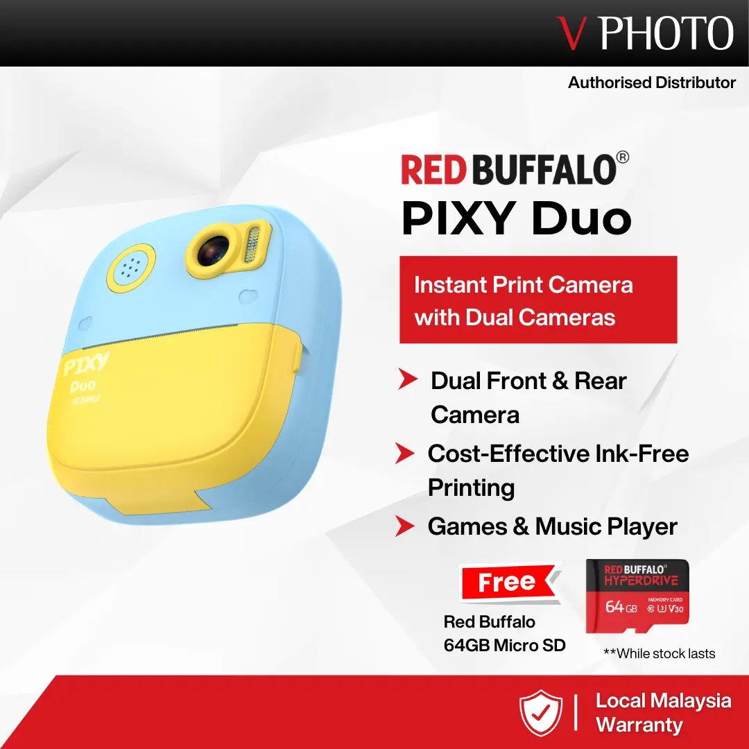 Red Buffalo PIXY Duo Kids Instant Print Dual Lens 48MP 1080P Selfie Video Camera With Games & Music Player polaroid kamera langsung cetak kamera