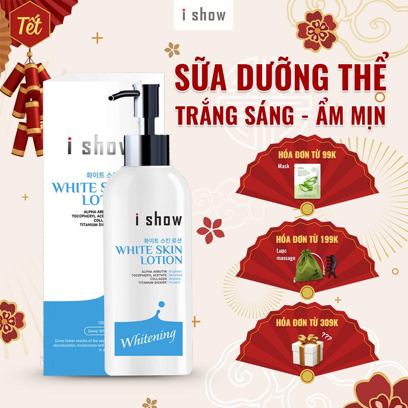  Sữa Dưỡng Thể I SHOW Nâng Tone Tức Thì Hỗ Trợ Dưỡng Ẩm Mịn Cải Thiện Sắc Tố Da Trắng Sáng 180ml 