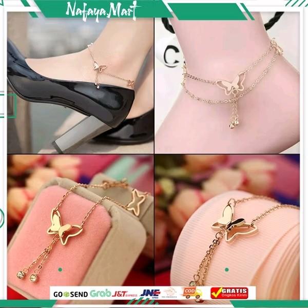 Gelang Kaki Alloy Korea dengan Liontin Butterfly Kupu-Kupu Rantai 2