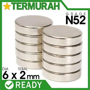 magnet neodymium 6x2mm 6x2 mm 6 x 2 bulat koin putih neodimium neo