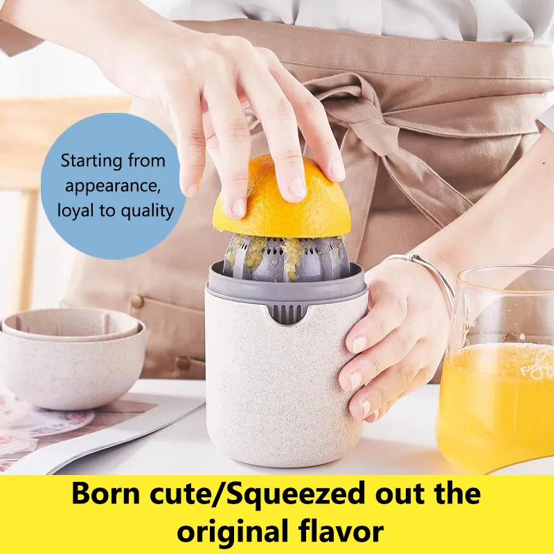 Premium Manual Citrus Juicer Cup – Eco Wheat Straw Portable Lemon/Orange Squeezer | High-Yield Cold-Pressed Juice | BPA-Free & Dishwasher Safe Handheld Press