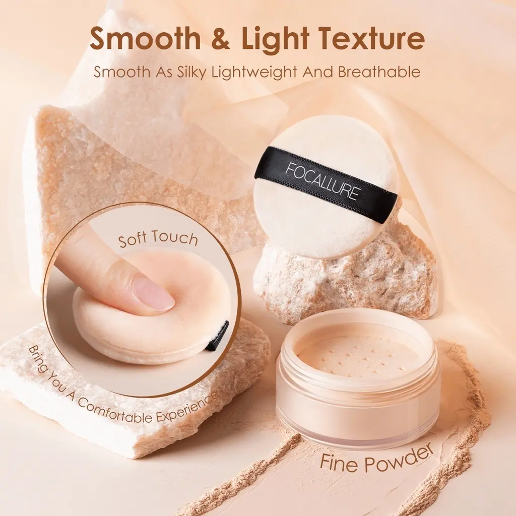 FOCALLURE Super Fine Loose Powder - 3 Colours Bedak Tabur setting powder