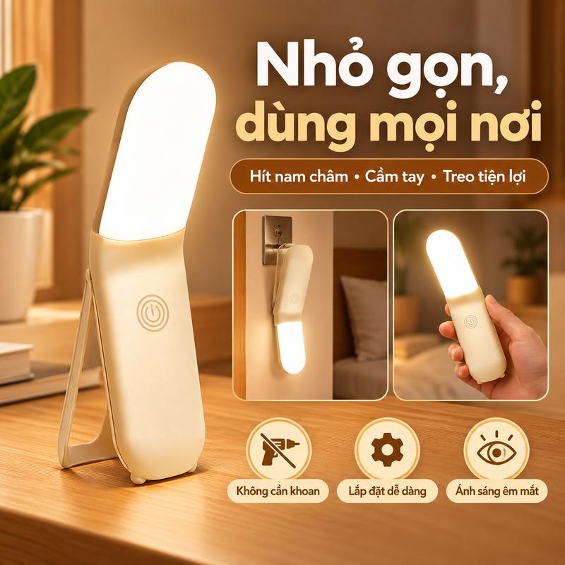 Đèn ngủ kèm đọc sách cho bàn đầu giường, đèn mắt thân thiện, có thể sạc lại, bộ mới dành cho ký túc xá đại học
