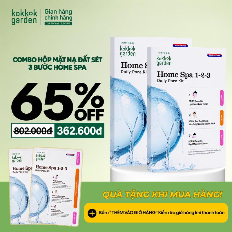 Combo 2 Hôp 4 Miếng Mặt Nạ Đất Sét 3 Bước kokkok garden - Làm Sạch Lỗ Chân Lông, Hút Dầu Thừa, Làm Sạch Bã Nhờn - Home Spa 1-2-3 Daily Pore Kit