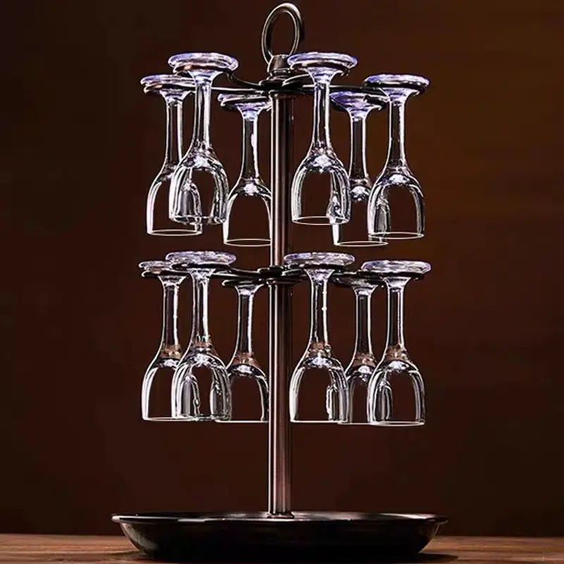 Sắt Baijiu Cup Rack, Đôi sắt tấm nhỏ Goblet Rack, Baijiu Cup Storage Rack, Mà có thể chứa 12 ly, với một Retro và đẹp xuất hiện 0