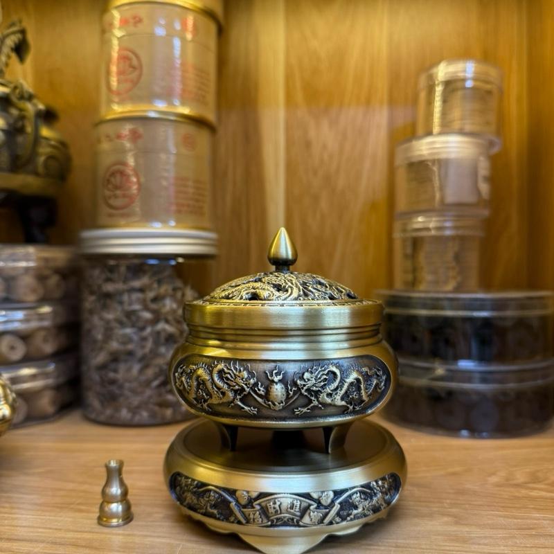 LƯ ĐỒNG ĐIÊU KHẮC CAO CẤP ĐỐT TRẦM HƯƠNG - SIZE TRUNG - CHẠM KHẮC DÀY DẶN TINH XẢO