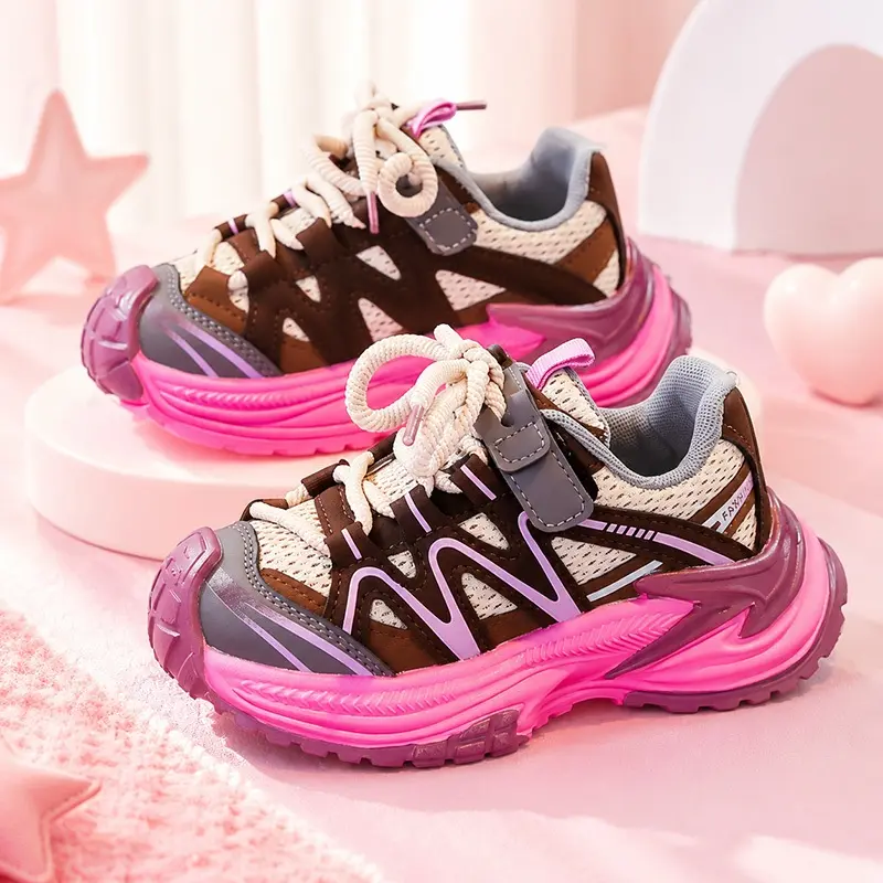 Sepatu Gunung Anak Perempuan Model Trendy Bahan Mesh Bernapas Sol Lentur Anti Slip Cocok Sekolah Main Luar Ruangan