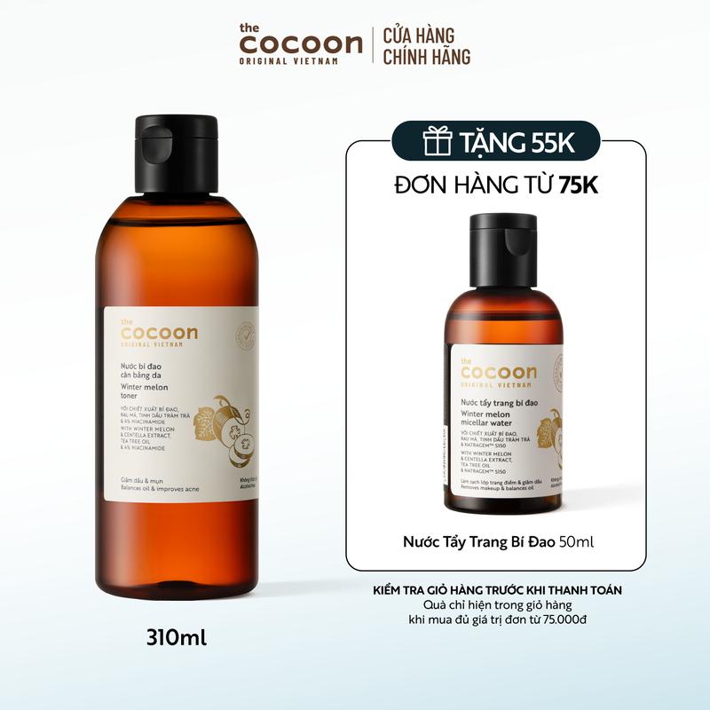 Bigsize - Nước bí đao cân bằng da (toner) Cocoon giảm dầu và mụn 310ml