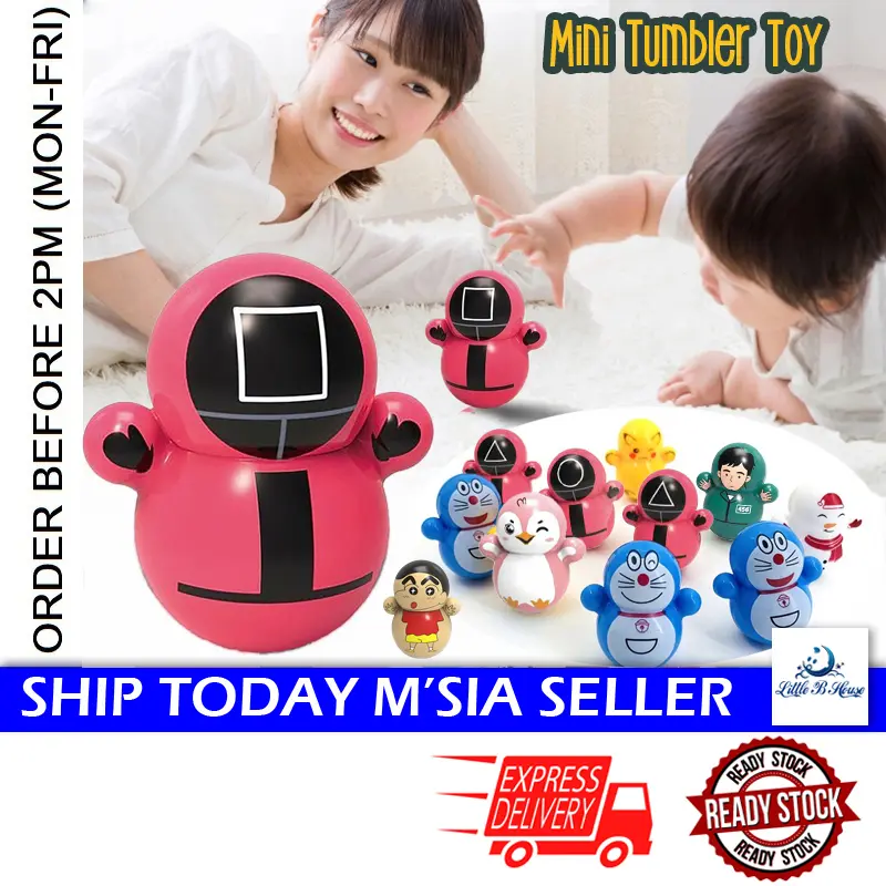 [Little B House] Mini Roly-poly Toy Mini Cartoon Tumbler Toy Doll Educational Toys Mainan Tumbler Kartun - BT328