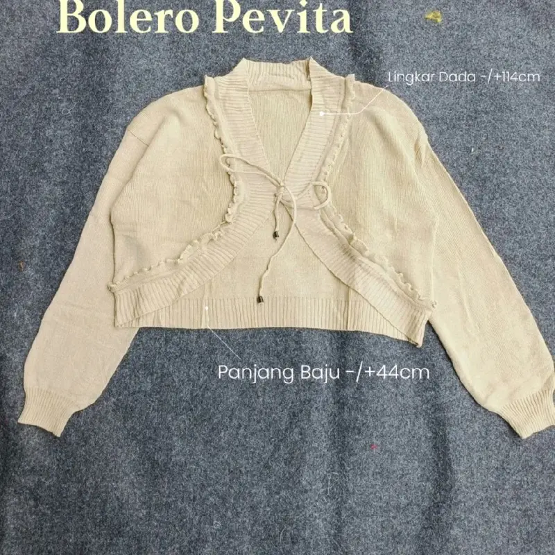 Pevita Bolero Crop Cardigan Outer Knit Tali Pita Coquette Lengan Panjang Wanita Kardigan 2