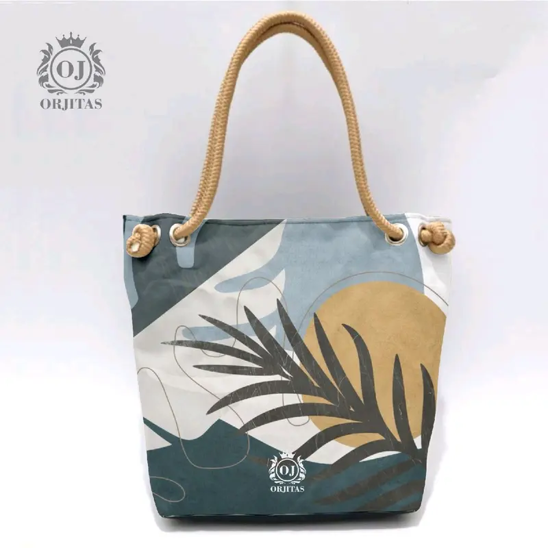 tas totebag wanita motip printing tali sumbu 3